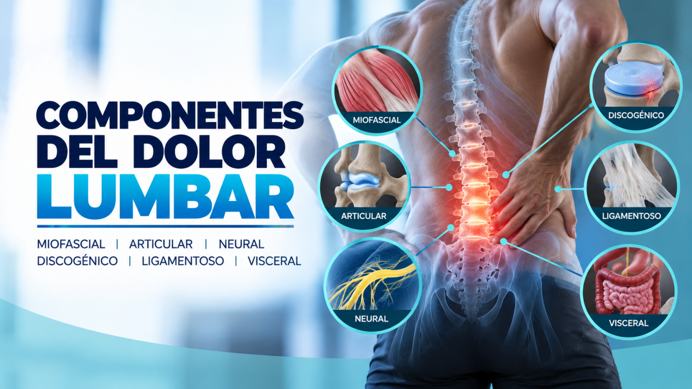 Componentes del dolor lumbar. Miofascial, articular, neural, discogénico, ligamentosos, visceral